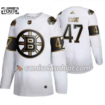 Camisola Boston Bruins Torey Krug 47 Adidas 2019-2020 Golden Edition Branco Authentic - Criança